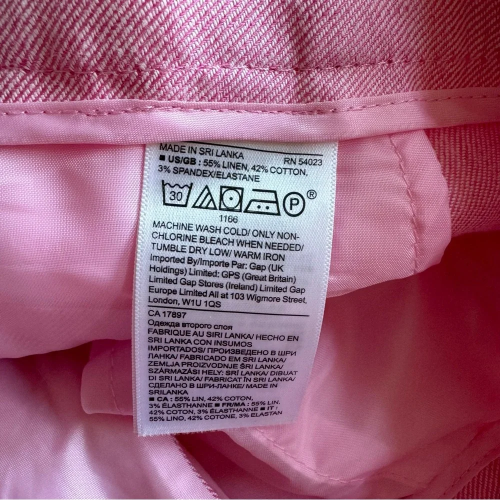 Banana Republic Avery Straight-Fit Linen-Cotton Classic Pink Sz 2